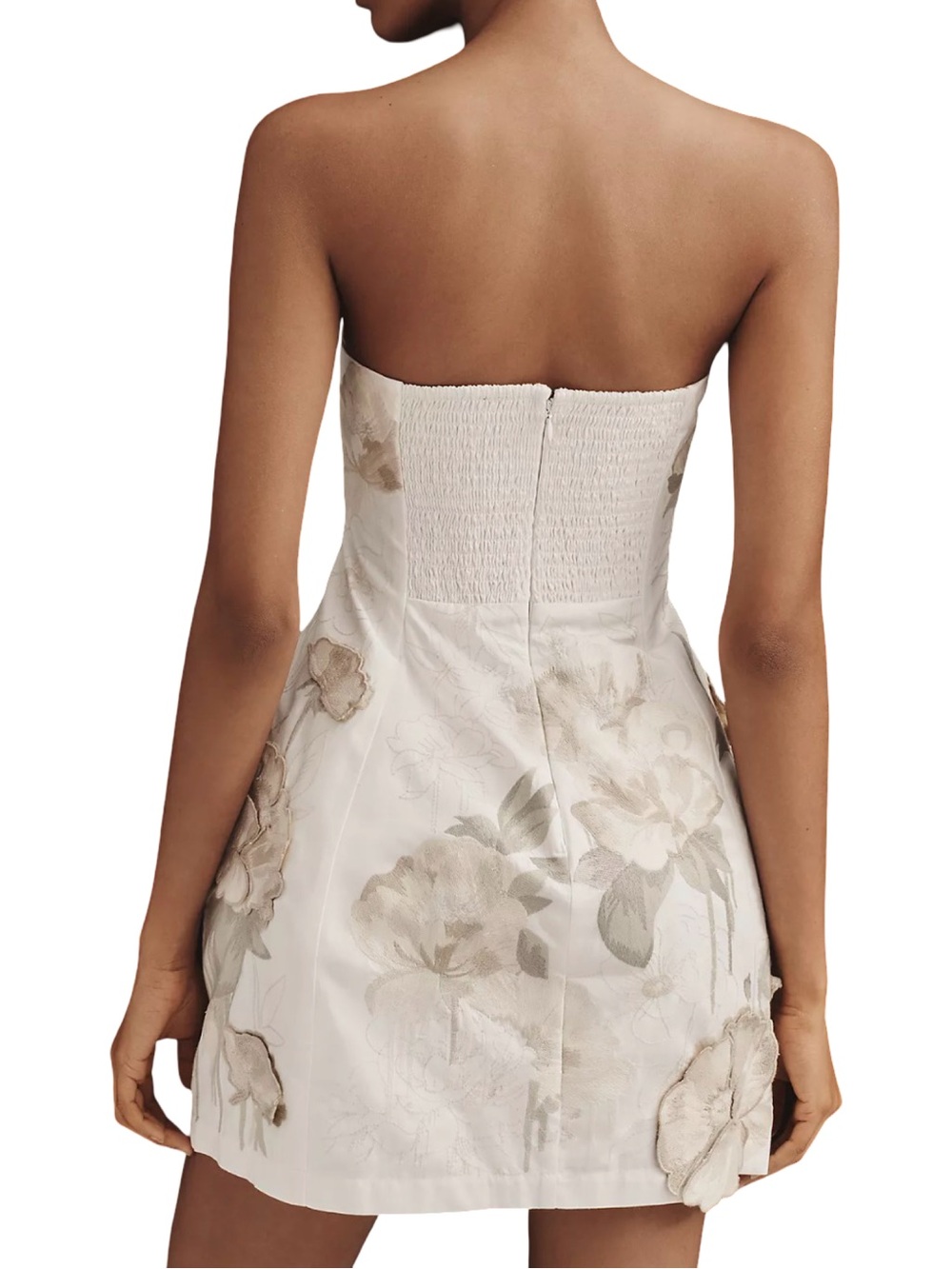 Anthropologie NWT Strapless Floral Appliqué Mini Dress Size S - Picture 3 of 10